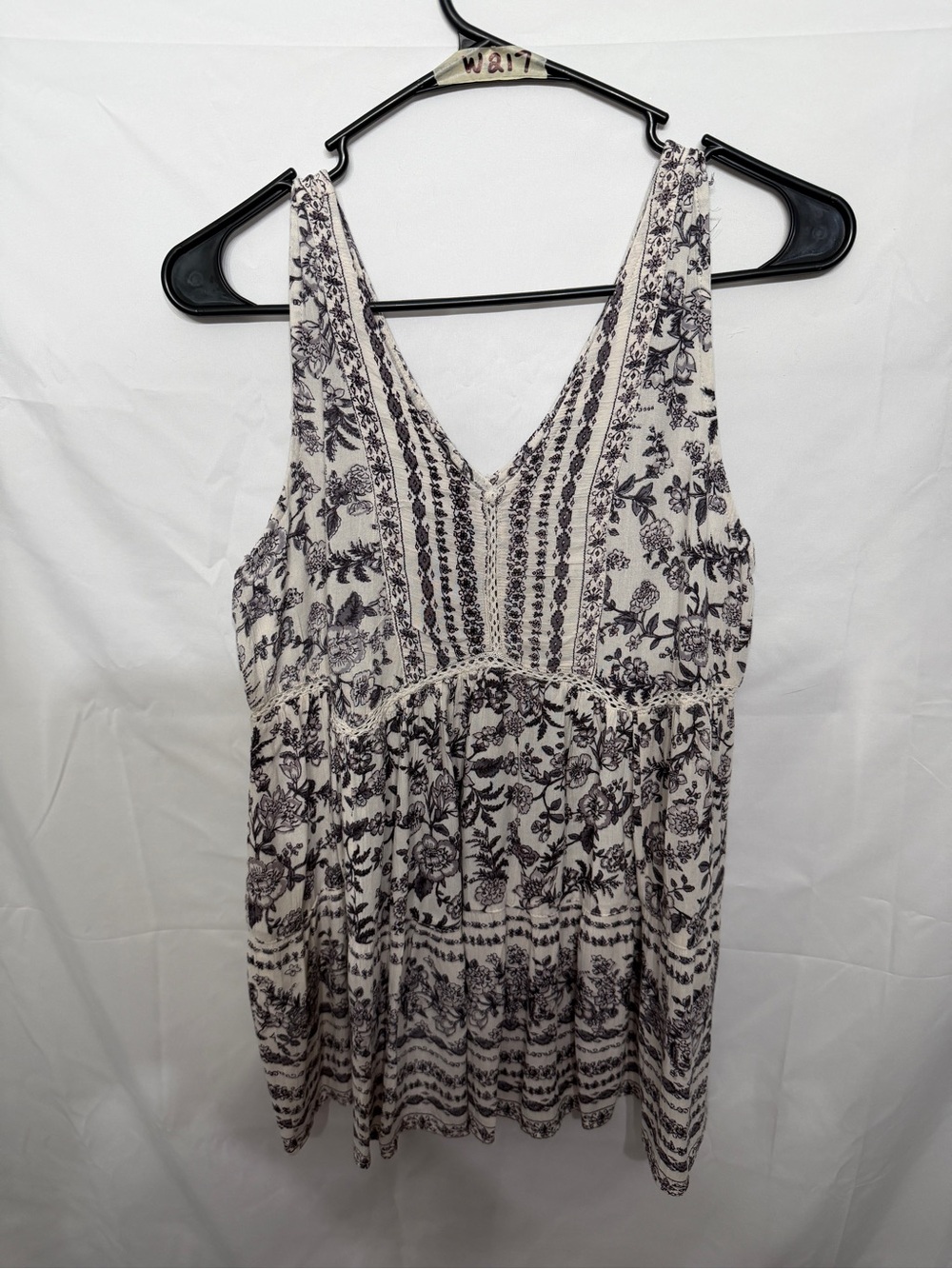 Boho Babydoll Tank Sky & Sand Small Purple Floral Tiered Sleeveless Top